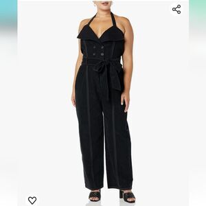 Making the Cut Women's Standard Halter Deconstructed Jumpsuit- Black - SZ MEDIUM